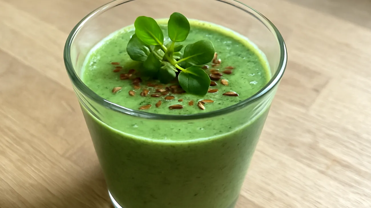 Kefir-Wasserkraut-Smoothie mit Leinsamen"